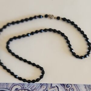Vintage 22 Inch Black Bead Necklace
